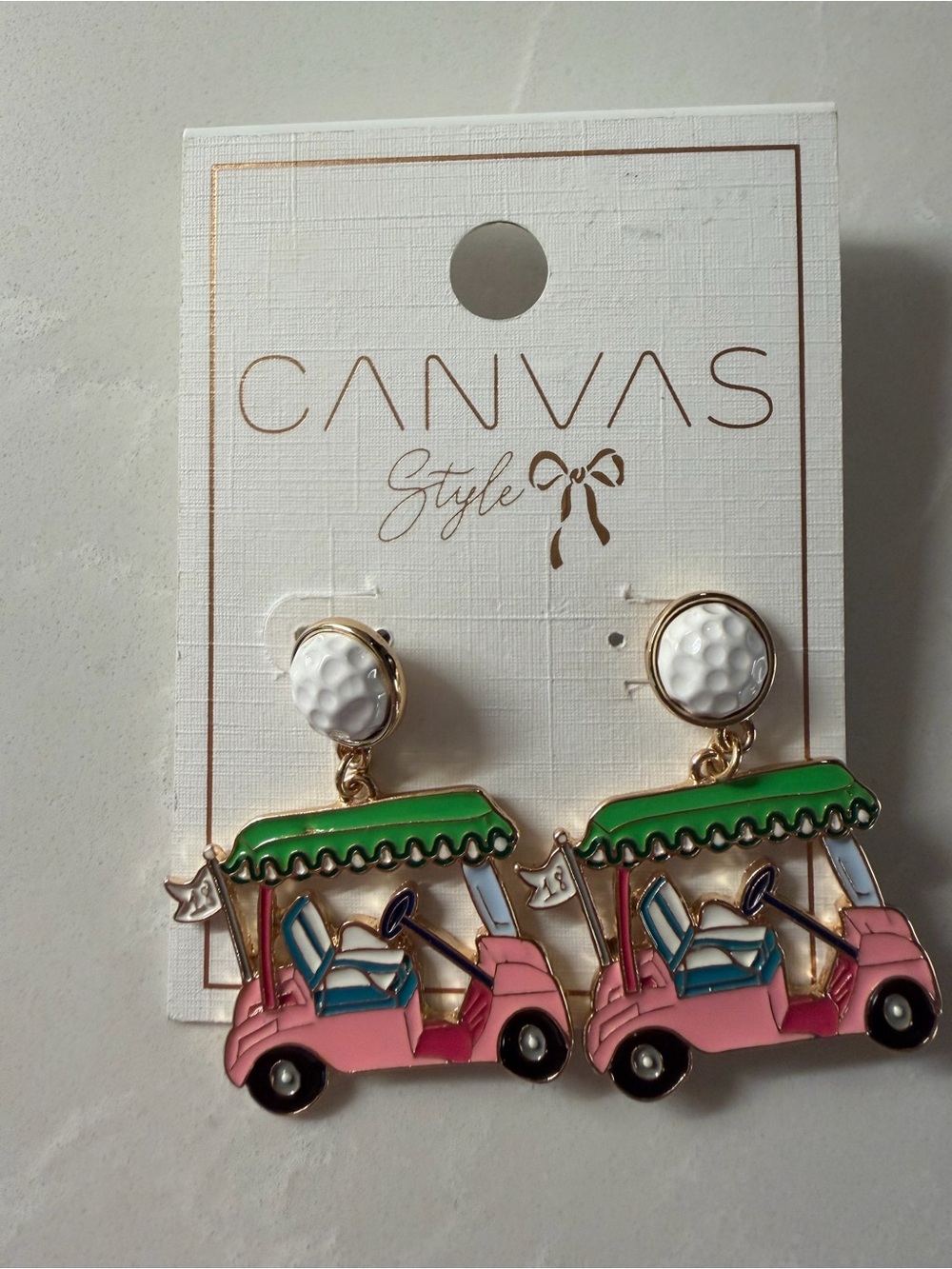 Canvas style Golf Cart Dangle Earrings